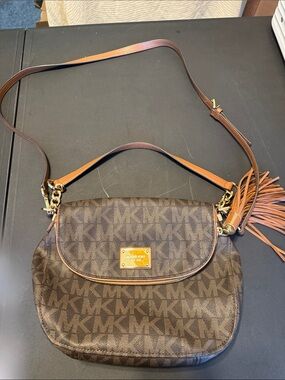 Michael Kors Brown MK Logo Crossbody with Tassel